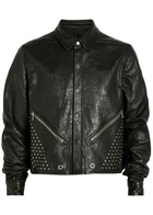 Rick Owens Alice Studded Grained Leather Jacket Black