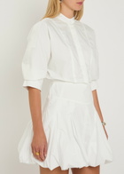 Simkhai Effie Bubble-hem Cotton-blend Poplin Mini Shirt Dress White