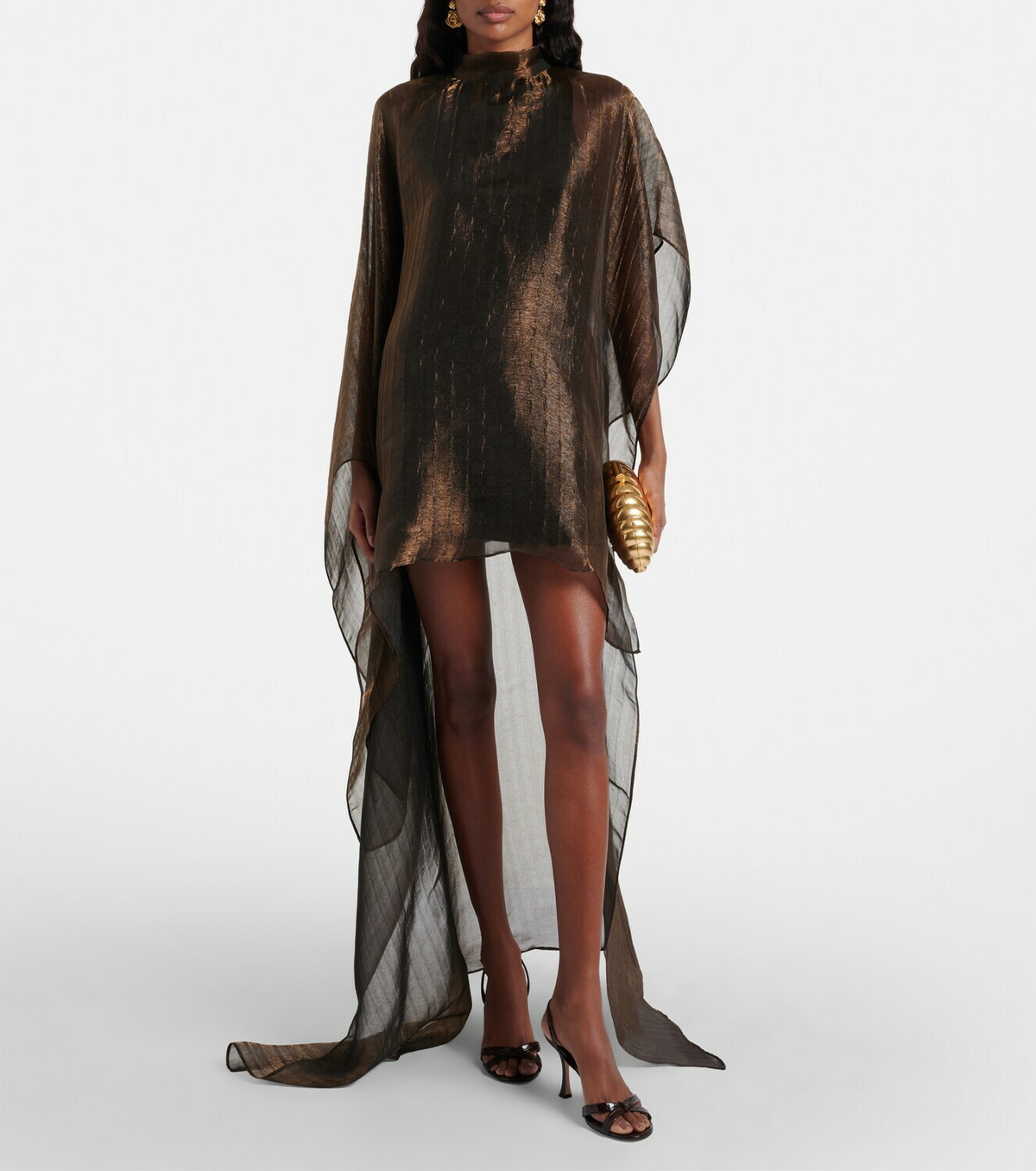 Taller Marmo Dallas metallic caped organza kaftan