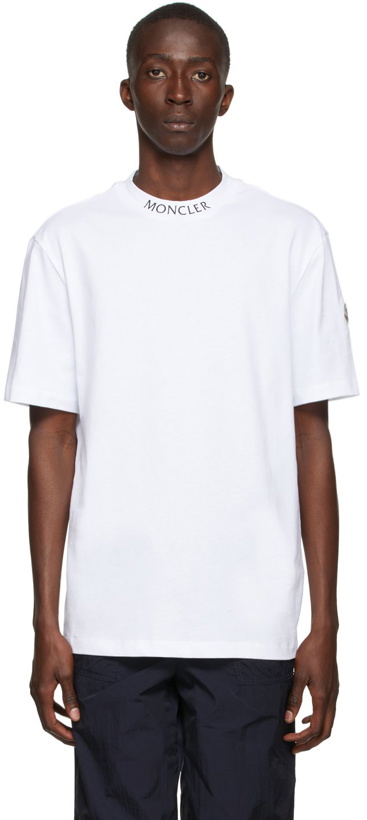 Photo: Moncler White Logo Print T-Shirt