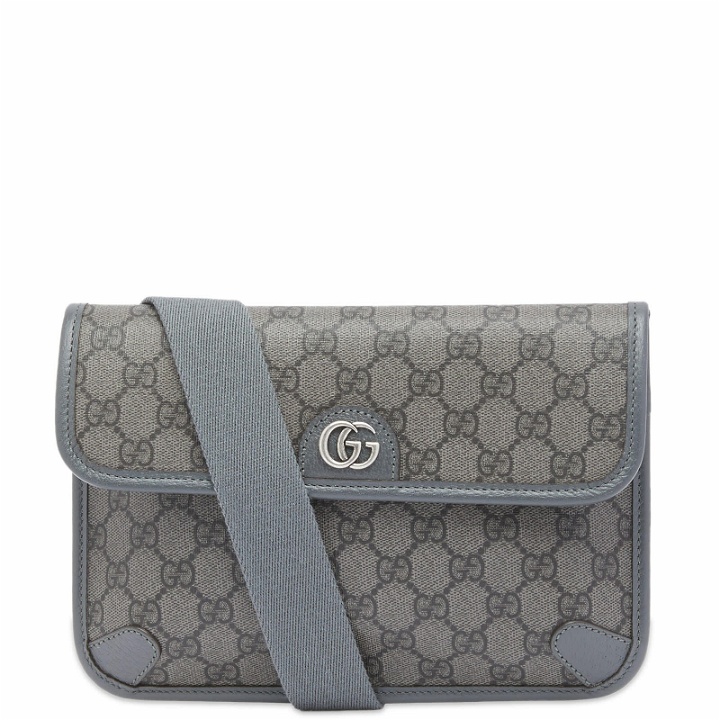 Photo: Gucci Men's GG Supreme Jacquard Belt Bag in Grey/Black