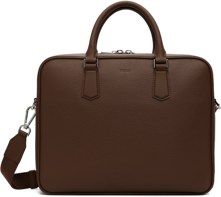 Photo: BOSS Brown Grained Leather Briefcase