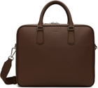 BOSS Brown Grained Leather Briefcase