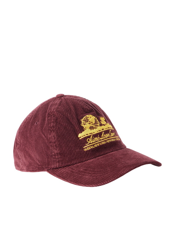 Photo: Aimé Leon Dore - Unisphere Embroidered Cotton-Blend Corduroy Baseball Cap - Burgundy