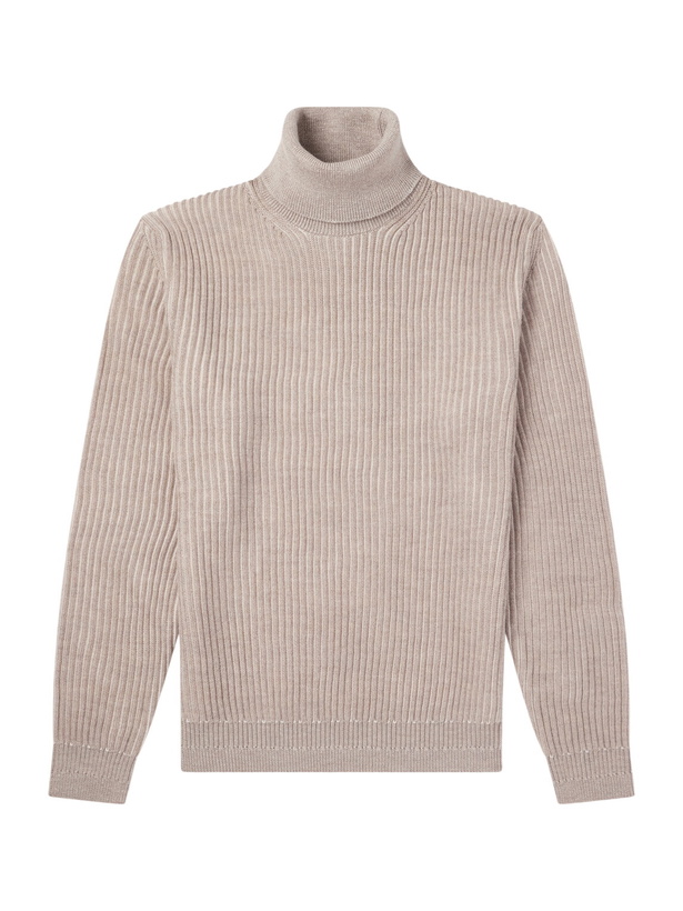 Photo: Slowear - Ribbed Virgin Wool Rollneck Sweater - Neutrals