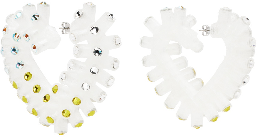 Roussey SSENSE Exclusive White 3D-Printed Bae Earrings