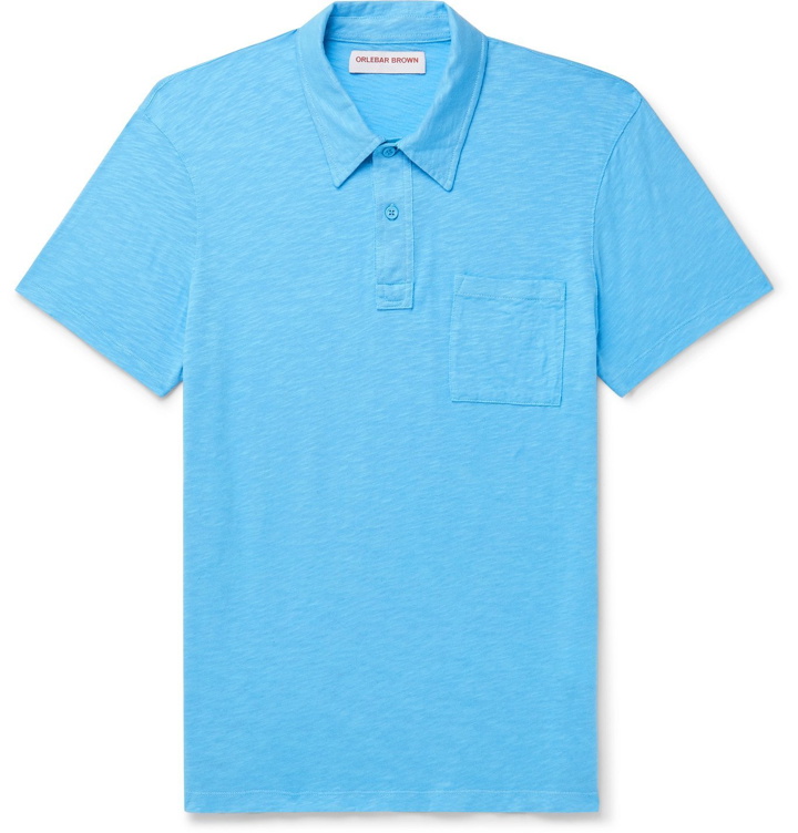 Photo: Orlebar Brown - Wade Slub Cotton-Jersey Polo Shirt - Blue