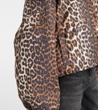 Ganni Leopard-print canvas bomber jacket