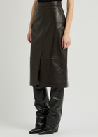 Arma Arkina Panelled Leather Midi Skirt Brown
