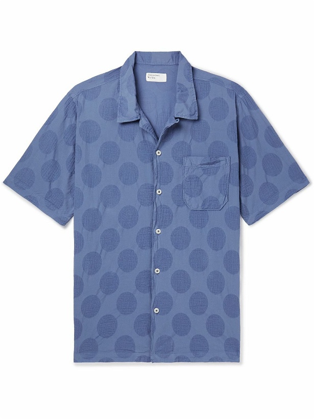 Photo: Universal Works - Road Convertible-Collar Cotton-Jacquard Shirt - Blue