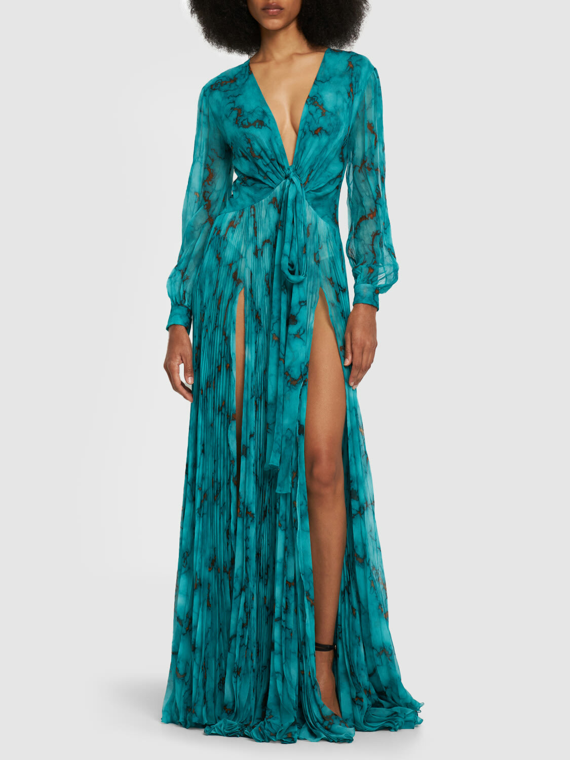 ROBERTO CAVALLI Printed Silk Chiffon Long Dress Roberto Cavalli