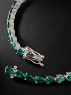42 Suns - 14-Karat White Gold Laboratory-Grown Emerald Tennis Bracelet