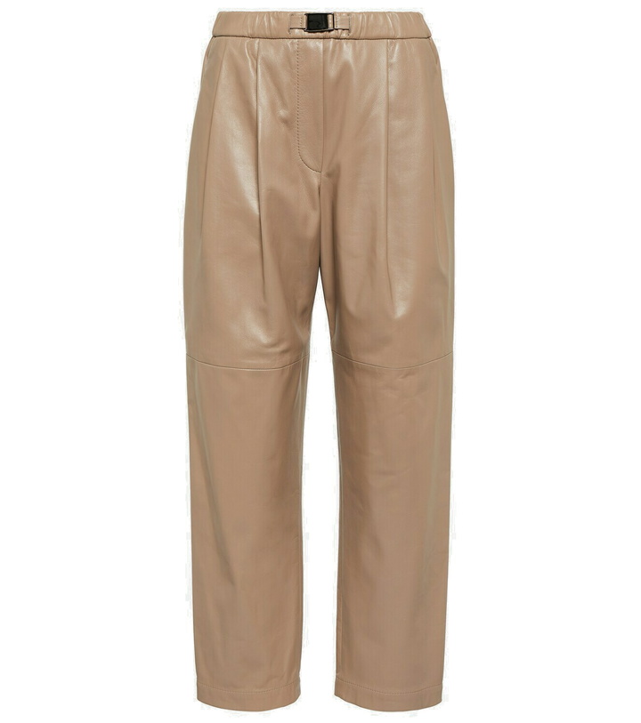 Photo: Brunello Cucinelli Mid-rise leather pants