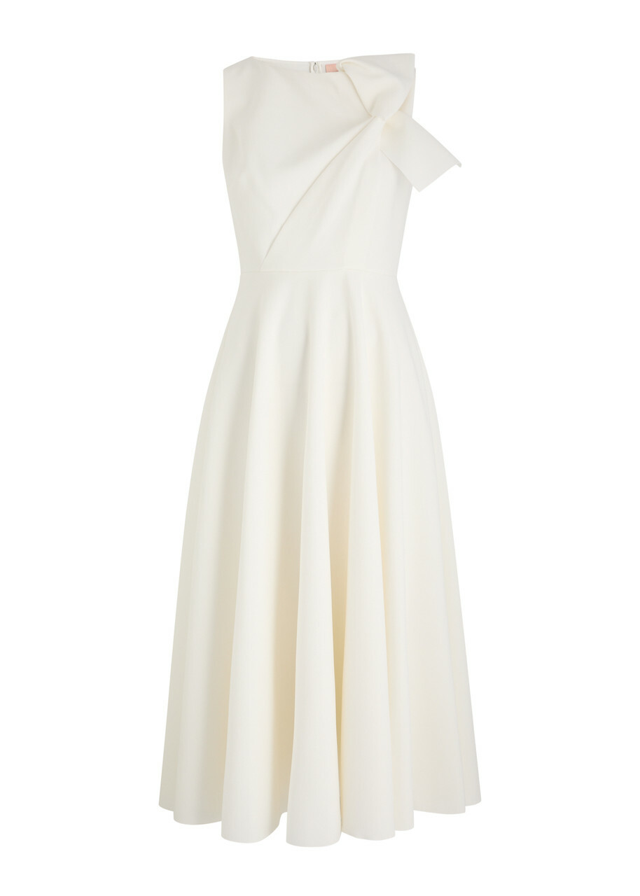 Roksanda Brigitte Pleated Midi Dress Ivory