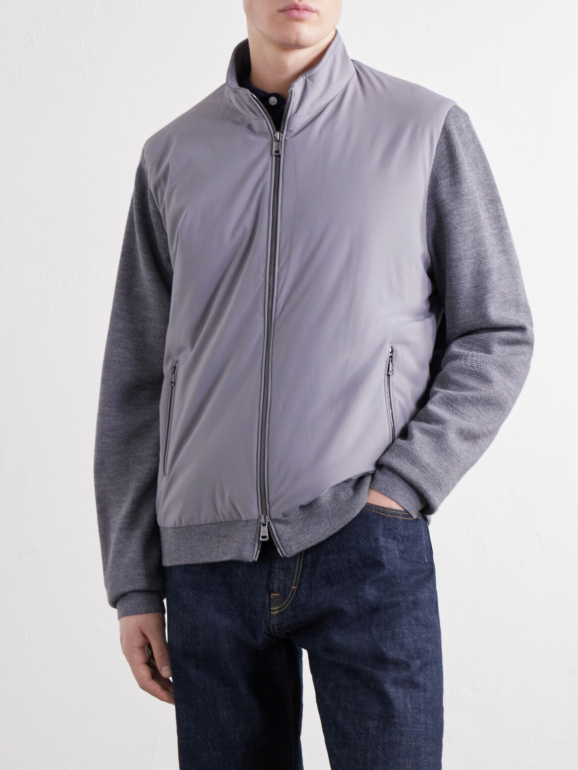 Peter Millar - Solarspun Waffle Knit-Trimmed Shell Jacket - Gray