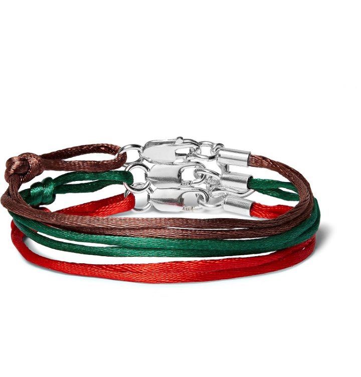 Photo: Rubinacci - Set of Three Silk Bracelets - Red