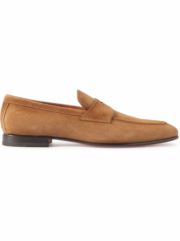 Photo: Santoni - Damages Suede Loafers - Brown