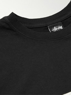 Stussy - Logo-Print Garment-Dyed Cotton-Jersey T-Shirt - Black