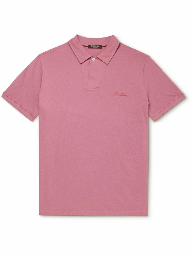 Photo: Loro Piana - Logo-Embroidered Cotton-Piqué Polo Shirt - Pink