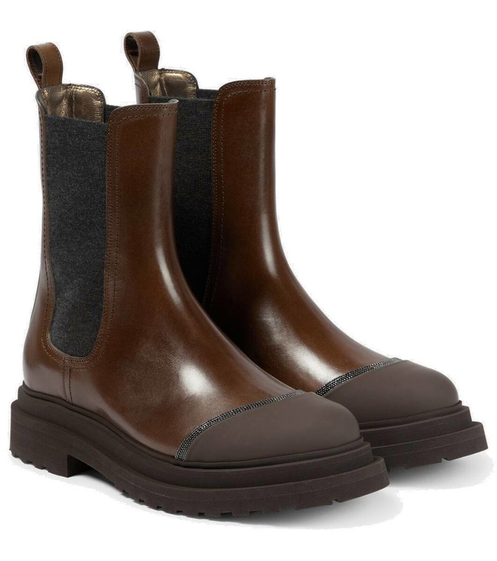 Photo: Brunello Cucinelli Embellished leather Chelsea boots