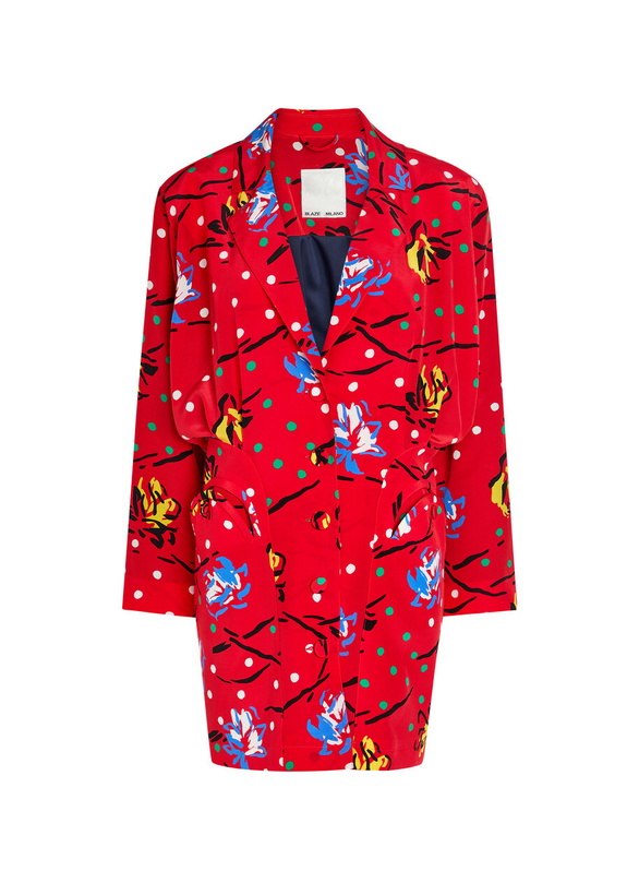 Photo: Blaze Milano Honeybelle Printed Silk Mini Shirt Dress Red