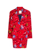 Blaze Milano Honeybelle Printed Silk Mini Shirt Dress Red