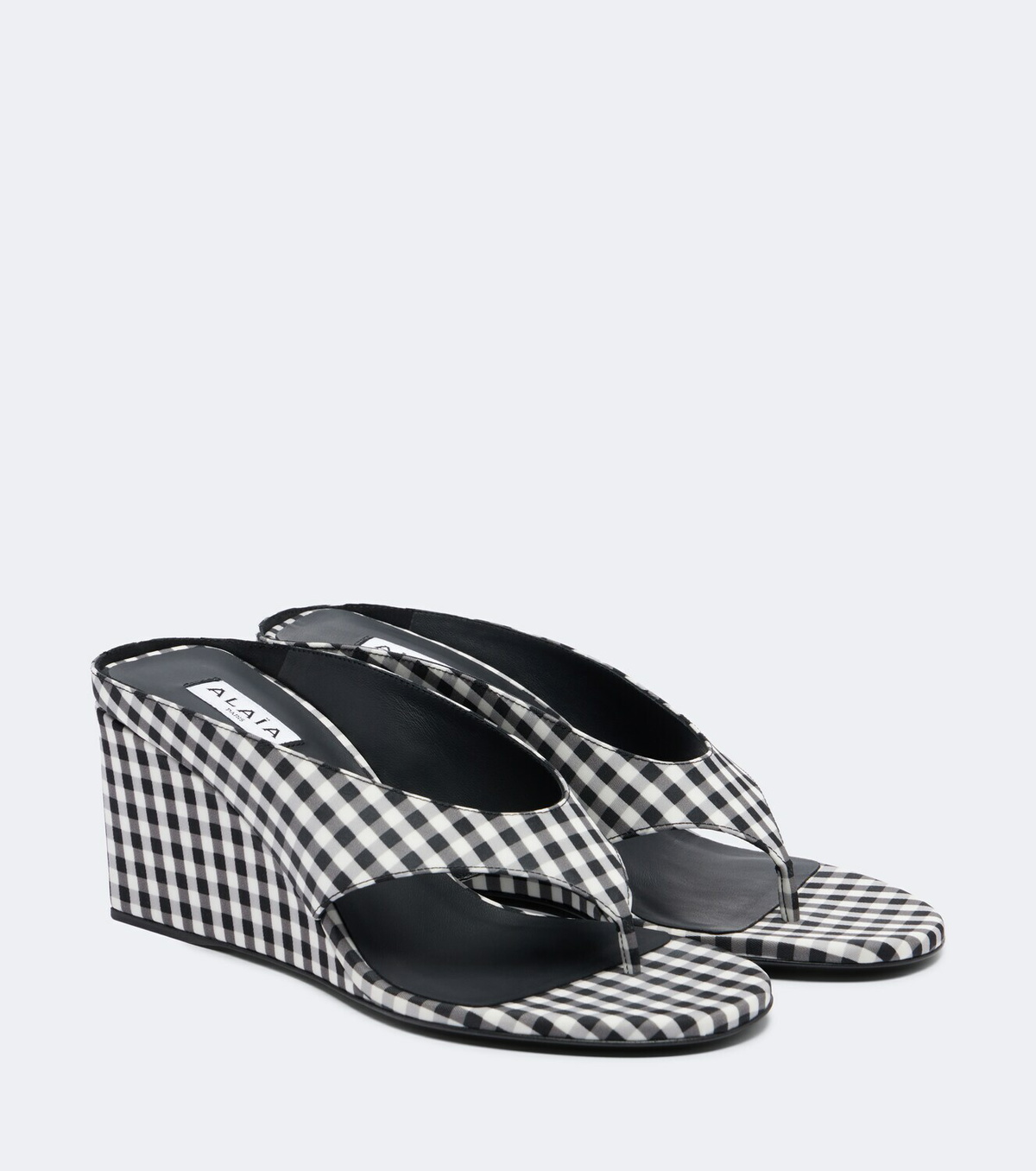 Alaïa Cube gingham wedge sandals