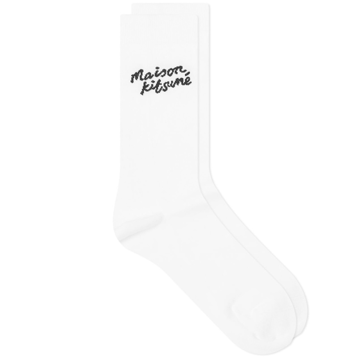Photo: Maison Kitsuné Women's Handwritting Logo Socks in White