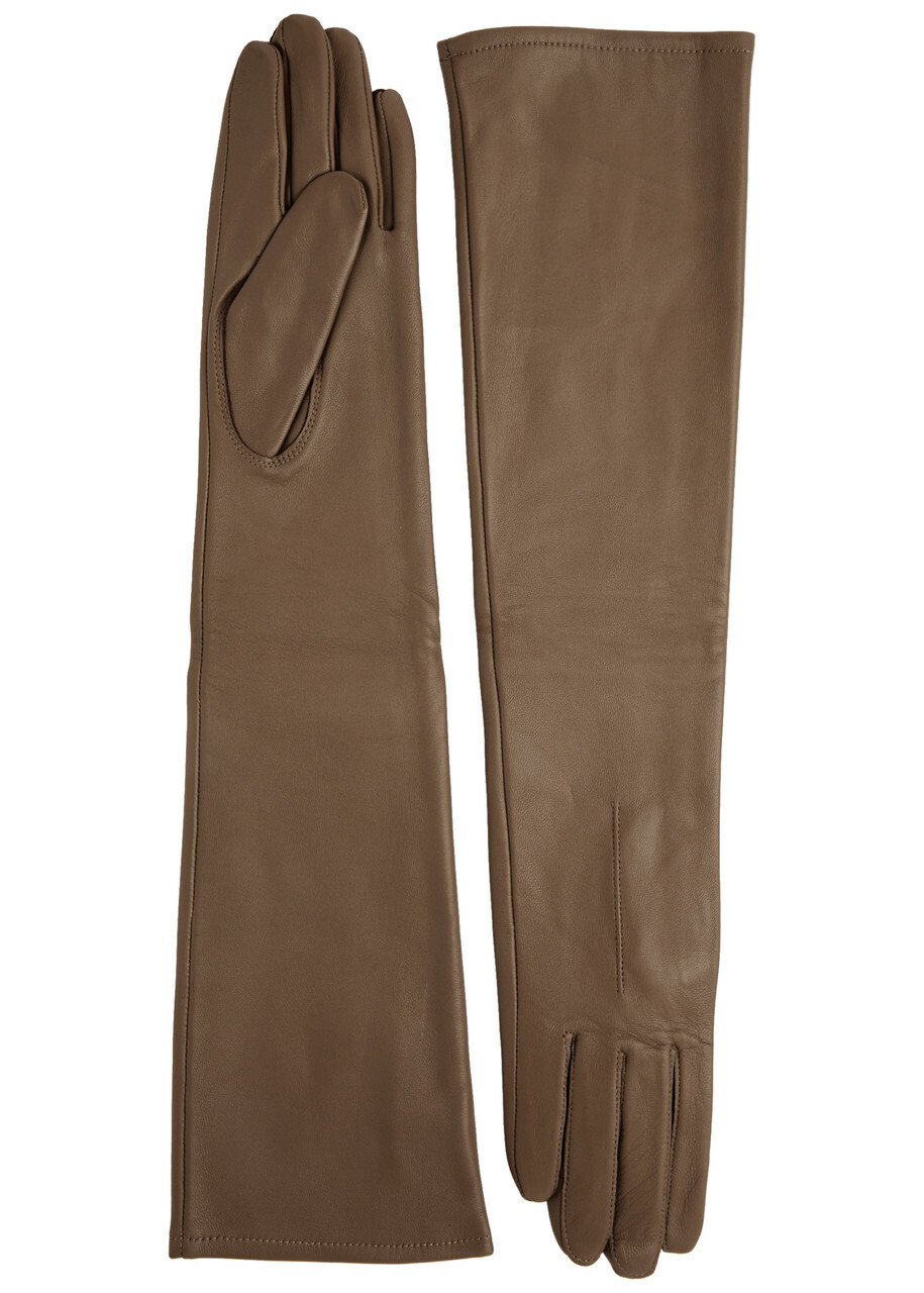 Dents Mia Leather Long Gloves Brown