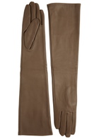 Dents Mia Leather Long Gloves Brown
