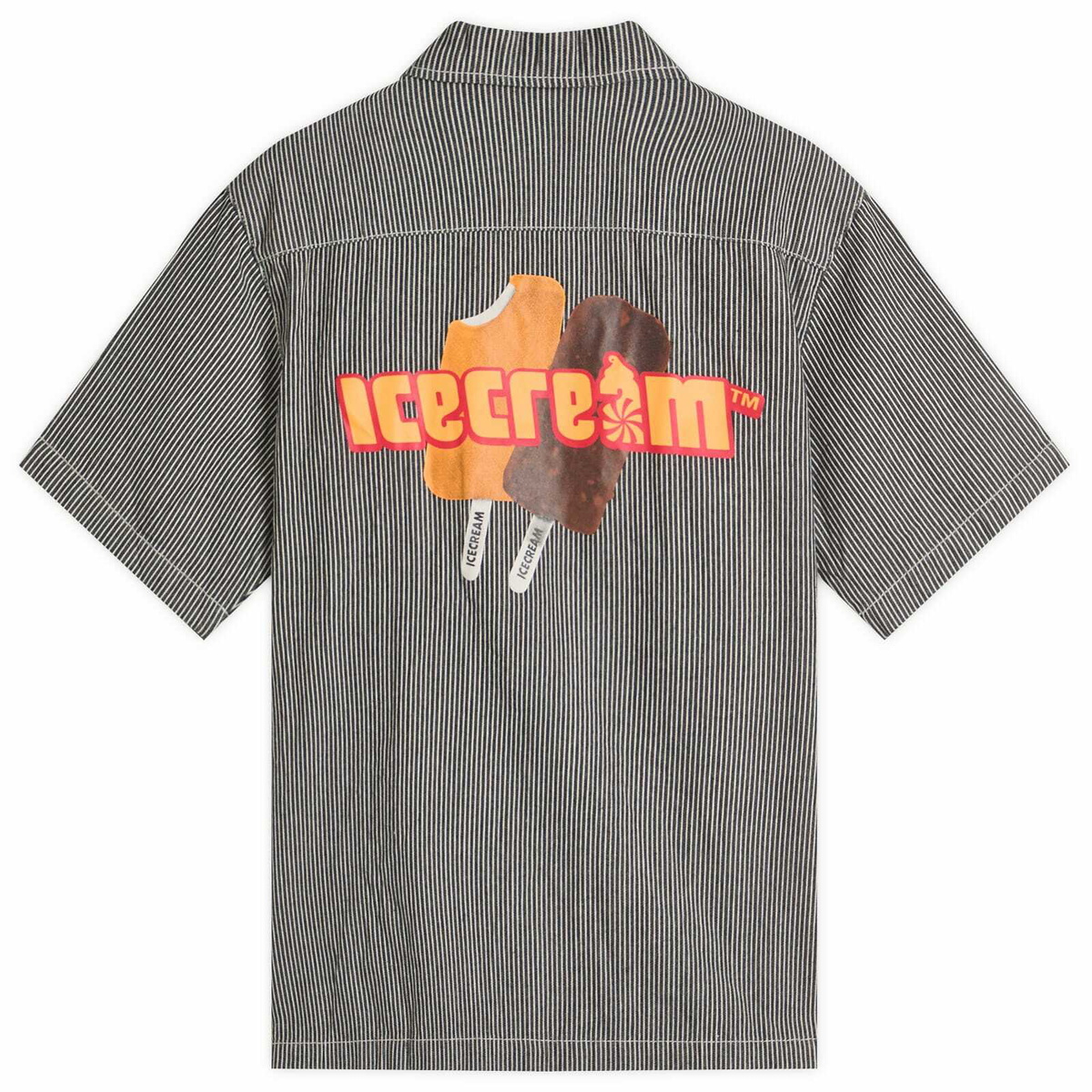 END. x ICECREAM Popsicle Hickory Denim Shirt in Grey