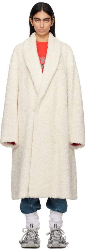 Photo: doublet Off-White Cotton Long Faux-Fur Coat