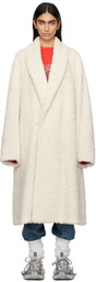 doublet Off-White Cotton Long Faux-Fur Coat