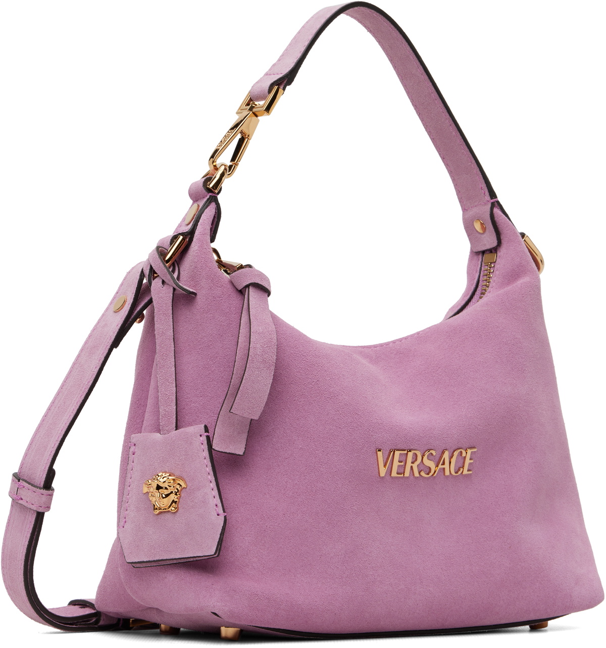 Versace Pink Versace Tag Suede Bag