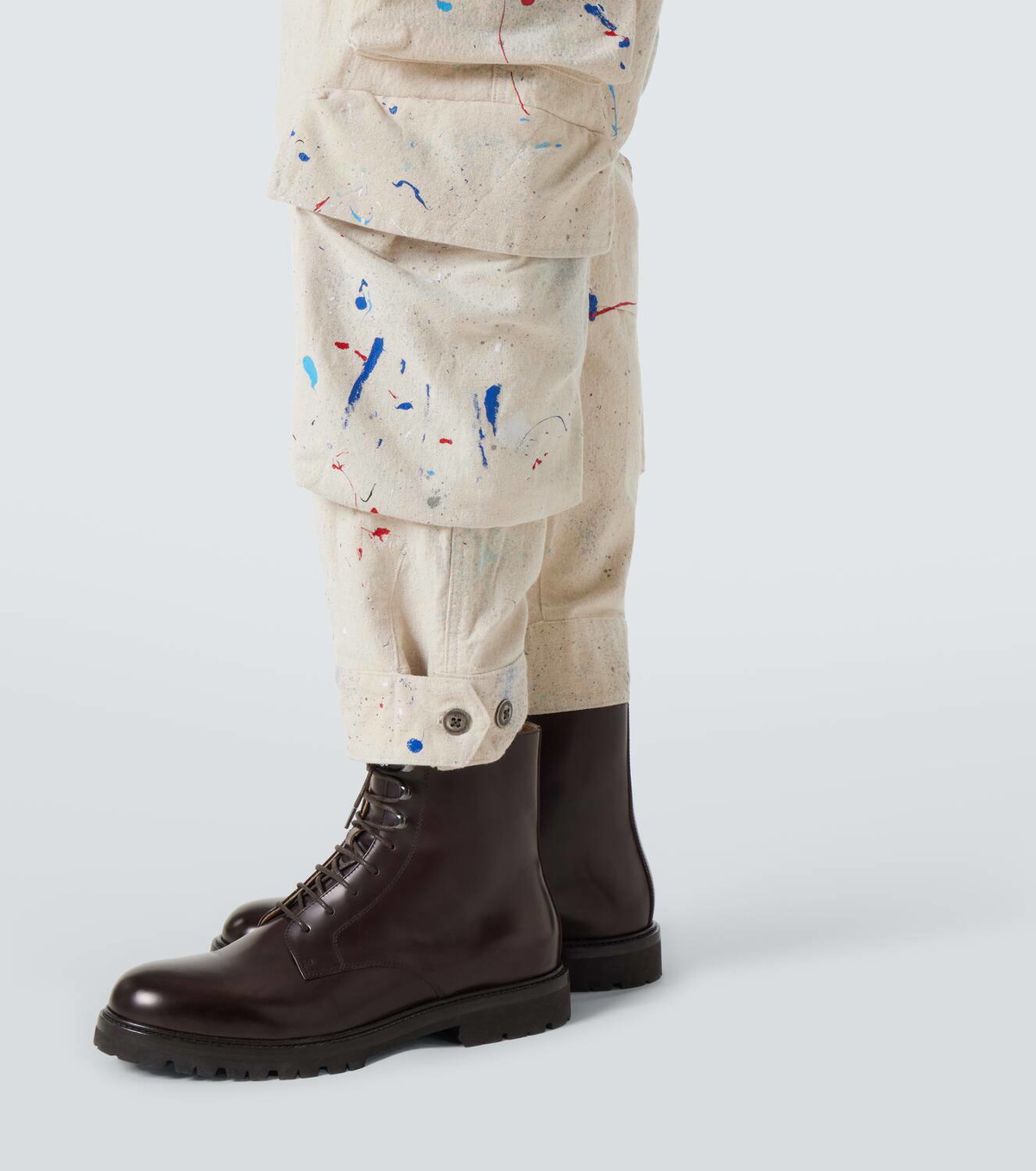 Greg Lauren Painters printed cotton cargo pants
