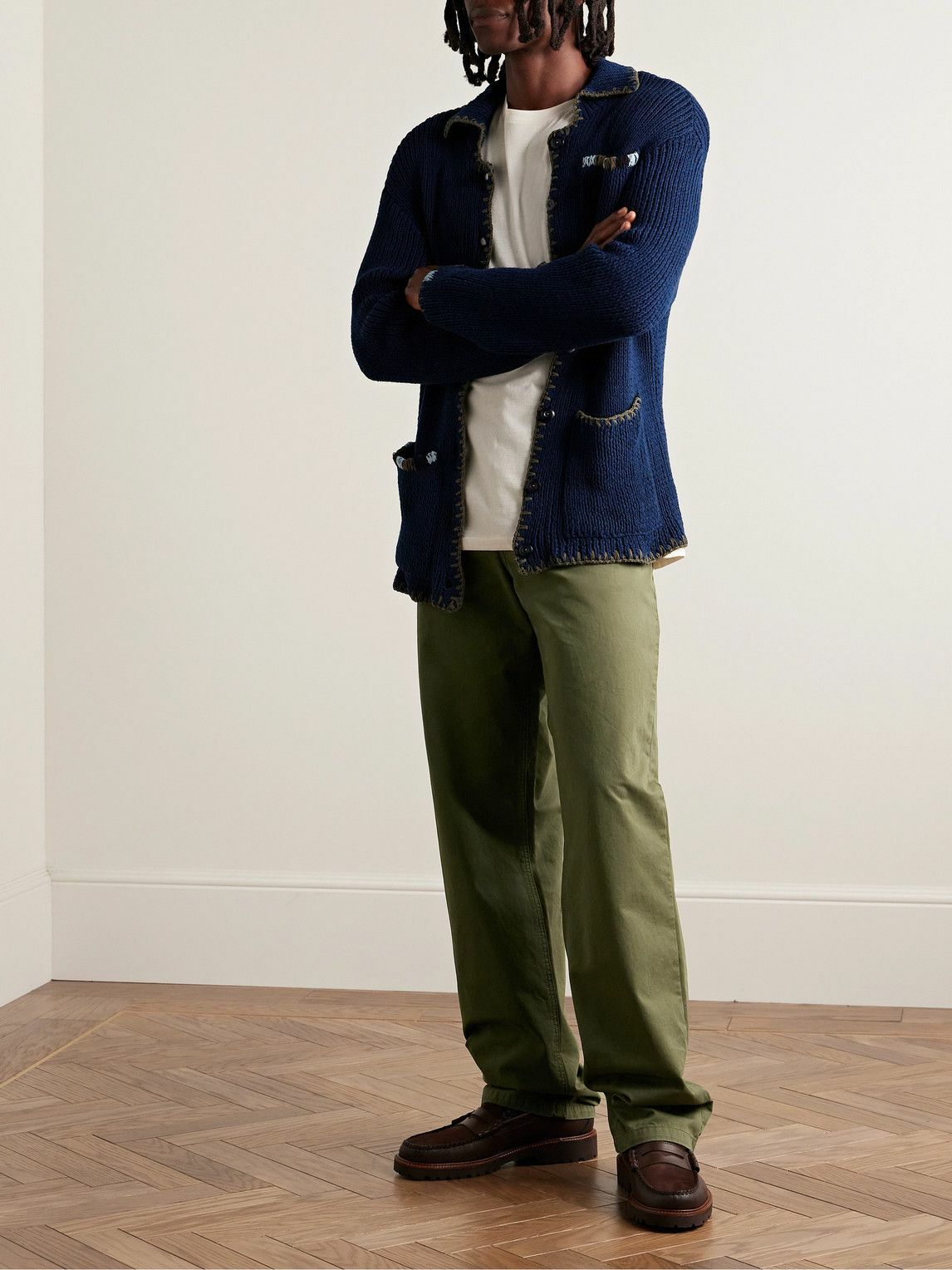 Aspesi - Straight-Leg Cotton-Gabardine Chinos - Green