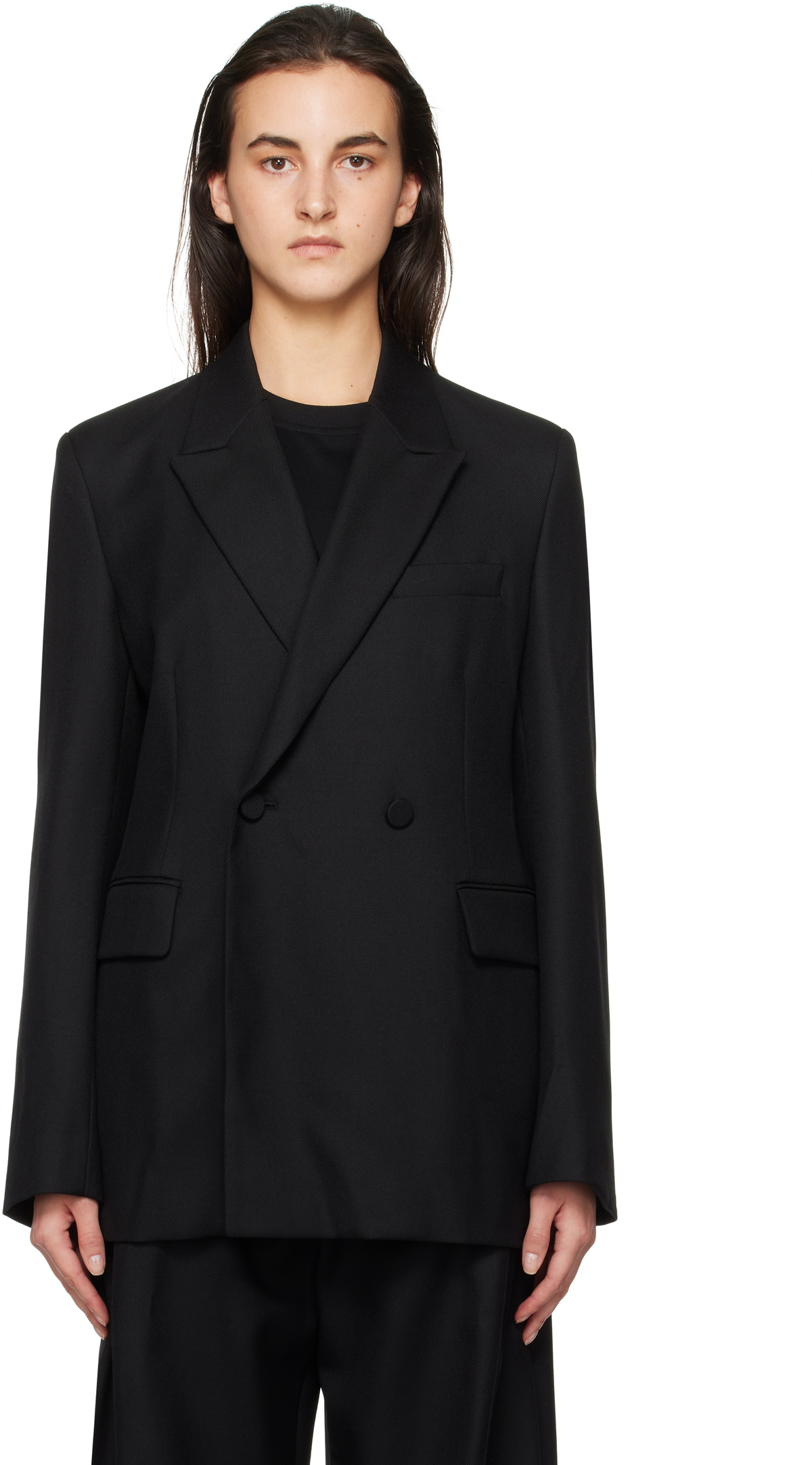 WOOYOUNGMI Black Wool Double Blazer