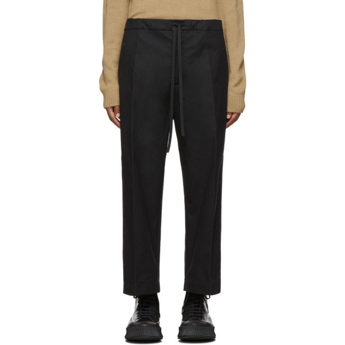 Jil Sander Plus Black Cropped Wide-Leg Casual Trousers Jil Sander