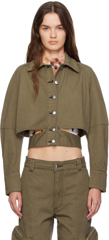 Photo: Eckhaus Latta Khaki Ellipse Denim Jacket