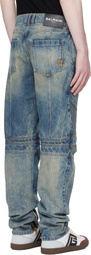 BALMAIN Blue Vintage Denim Biker Jeans