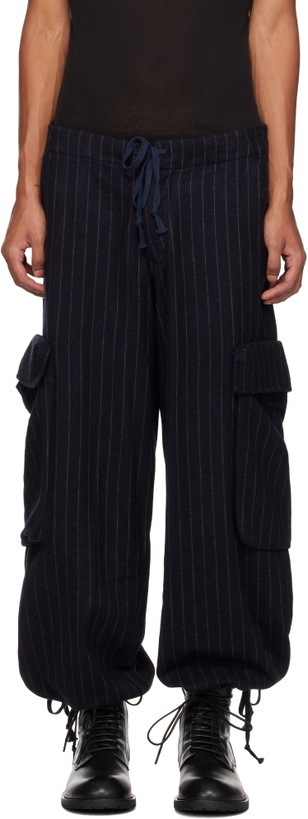 Photo: Greg Lauren Navy Wide-Leg Cargo Pants