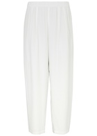 Eileen Fisher Tapered Silk-georgette Trousers Cream