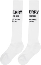 Burberry White 'Horseferry' Knee-High Socks