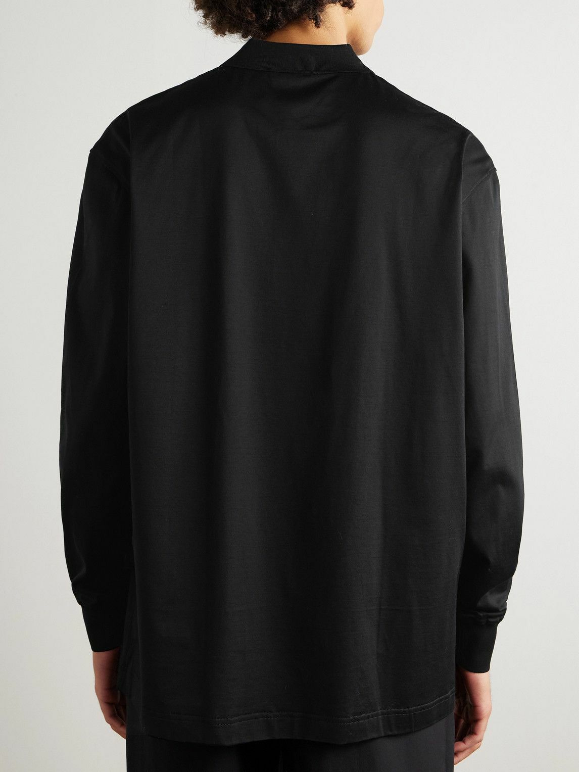 Charvet - Cotton-Sateen Polo Shirt - Black