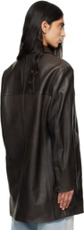 TONYWACK Brown Aged Lamb Leather Car Coat