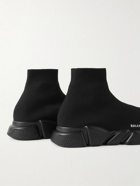 Balenciaga - Speed Stretch-Knit Slip-On Sneakers - Black