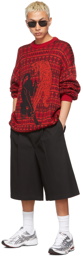 LU'U DAN SSENSE Exclusive Red & Black Knitted Tiger Jacquard Sweater
