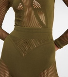 The Attico - Jersey and mesh stirrup leggings