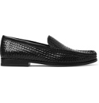 J.M. Weston - Collapsible-Heel Woven Leather Loafers - Black