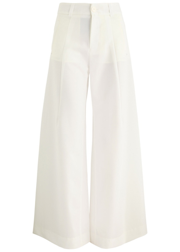 Photo: High Expert Wide-leg Twill Trousers Cream